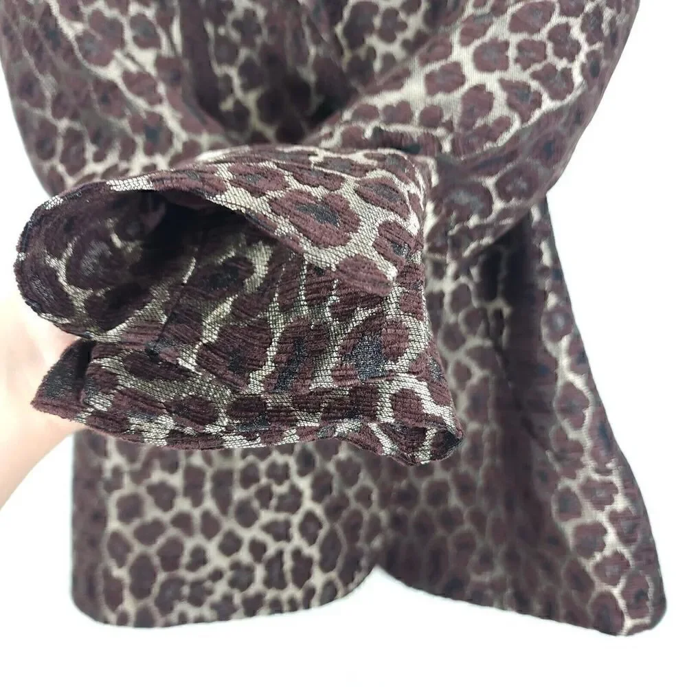 Lafayette 148 Women's Size 8 Raisin Multi Animal Leopard Button Blazer Jacket